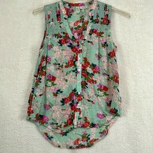 Anthropologie Meadow Rue Pintucked Sleeveless Buttondown Top sz 4